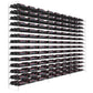 6 ft wine tower rack with black rails and many bottle slots in rows