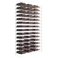 Wine bottle rack tower with matte-black holders, angled side view, stacked bottle rows