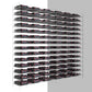 Wine bottle extension rack front view, dark metal structure with many bottle slots