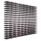 Matte black wine bottle display tower with dense rows of bottle holders on chrome rails