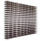 Black wine tower bottle rack with multiple rows and clear side supports