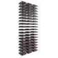 Matte black wine bottle display rack with many horizontal slots for bottle storage