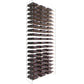 Golden bronze wine bottle display rack with many horizontal bottle slots