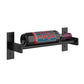 Matte black 1-column wine bottle rack with dark bottles on a black horizontal rail