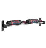 Wall-mounted two-bottle wine rack showing two bottle holders and side mounting brackets