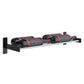 Two-bottle wall wine rack with black base, two bottle holders and horizontal mounting arms
