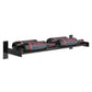 Black two-bottle wine wall rack with bottle cradles and right-side end cap