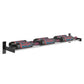 Wall-mounted 3-column wine bottle rack side profile with black support bracket and cradles
