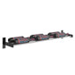 Wall-mounted 3-column wine bottle rack close side view with metal rail and cradle cups