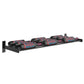 Wall-mounted 3-column wine bottle rack with multiple bottle cradles and patterned sleeves