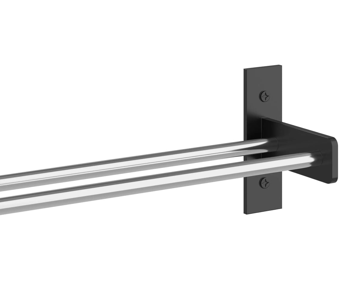 1-column wine wall rack with silver-toned bars and matte black mounting bracket