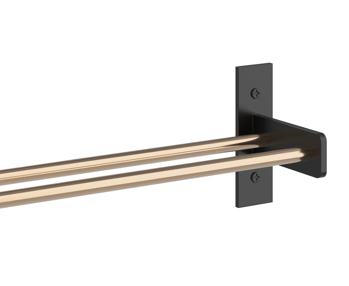 1-column wine wall rack with bronze-toned bars and matte black mounting plates