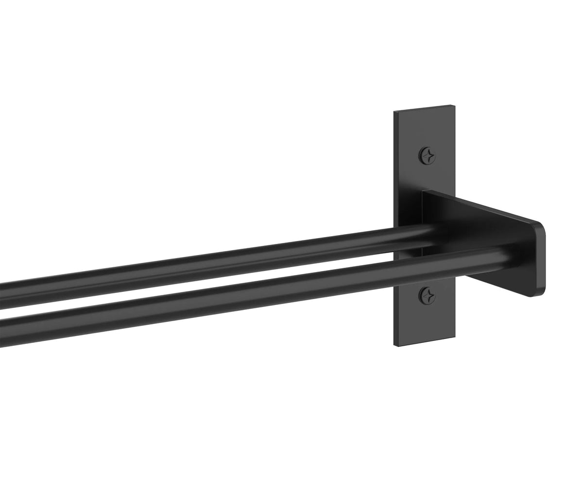1-column wine wall rack with matte black metal frame and three parallel bottle bars