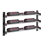 Three-row wine rack wall with two bottle columns and side mounting brackets