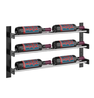 Three-row wine rack wall with two bottle columns and side mounting brackets