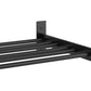 1-column wine wall rack with dark black frame and three parallel bottle bars