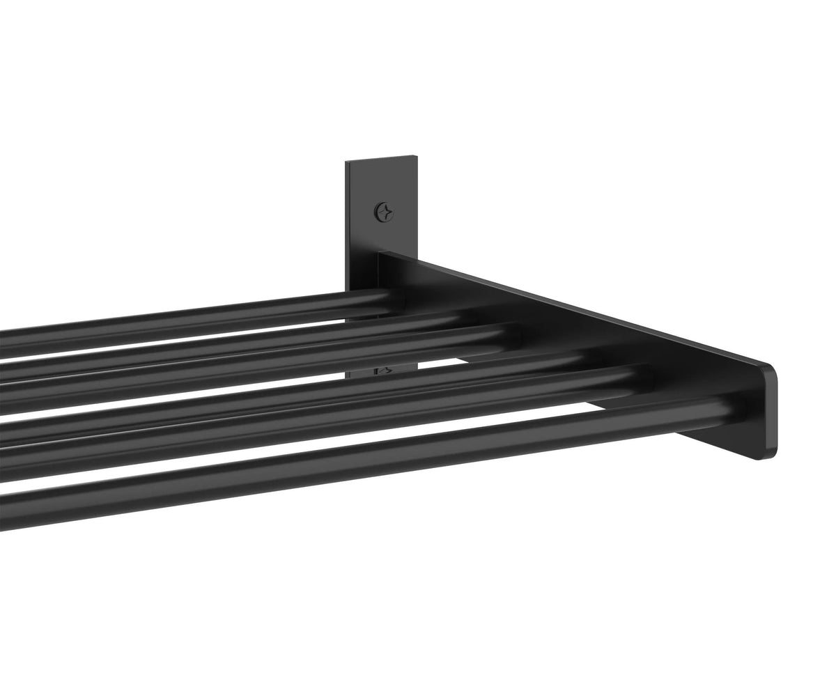 1-column wine wall rack with dark black frame and three parallel bottle bars
