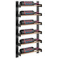 Single-column wine bottle wall rack with bronze-tone rail accents and bottle slots