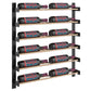 Evolution wine wall two-column rack with matte black frame and golden bronze shelves