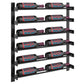 Evolution wine wall two-column rack in matte black with wine bottles on horizontal bars