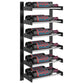 Matte black wine bottle wall rack with six horizontal bottle holder bars