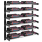 Evolution wine wall two-column rack with matte black frame and chrome bottle shelves