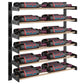 Evolution wine wall two-column rack with matte black frame and golden bronze bottle shelves
