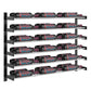 3-column wine wall rack with gold-toned shelf rails and black bottle holders