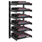 Matte black wine rack wall unit with six horizontal bottle slots