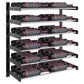 Evolution wine wall two-column rack in matte black holding multiple wine bottles