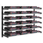 3-column wine wall rack with black shelves and bottle storage across multiple horizontal rows