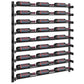 45-inch wine bottle wall rack with rows of wine bottles on black metal supports