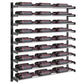 45-inch wine bottle wall rack with multiple rows of bottles and metal mounting frame