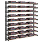 45-inch wine bottle wall rack with bottle rows on rails, showing side mounting posts