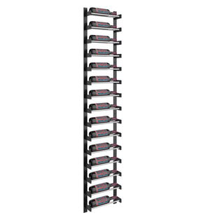 Single-column wine bottle rack angled view with matte black metal bottle holders