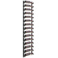 Matte black single-column wine rack with curved bottle slots and shelf bars