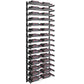 Front view of two-column wine bottle wall rack with black frame and bottle storage cradles