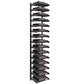 Single-column wine bottle display rack in matte black with curved bottle slots