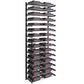Two-column wine bottle wall rack with matte black frame and multiple bottle cradles