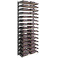 Two-column wine bottle wall rack in black metal with stacked rows of bottle cradles