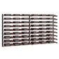 Designer wine bottle rack grid with black frame holding rows of wine bottles