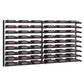 Black wine rack grid wall with evenly spaced bottle slots and central divider bars