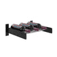 Black wall-mounted cork wine bottle ledge rack with three bottle holders