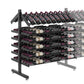 Double-sided bottle display rack, wider 3/4 view showing rack legs and bottle holders
