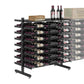 Wine display rack with horizontal bottle slots and sturdy base stand