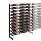 Single-sided wine rack with black metal frame, bottle rows on both front and side