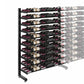 Single-sided wine bottle display rack showing black frame feet and bottle storage