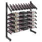 Matte black single-sided wine rack with angled top bottle row and lower shelf tiers