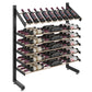 Matte black single-sided wine display rack with multiple bottle cradles and flat tiers