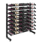Single-sided wine bottle rack front view with matte black frame and wine bottles